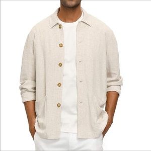 Men's Casual Linen Jacket Button Down Shirt Jacket